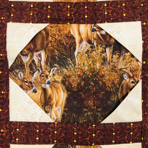Quilted Wall Hanging Buck & Doe Deer Rustic Wildlife Decor Cabin LodCore Homemad - Picture 5 of 10